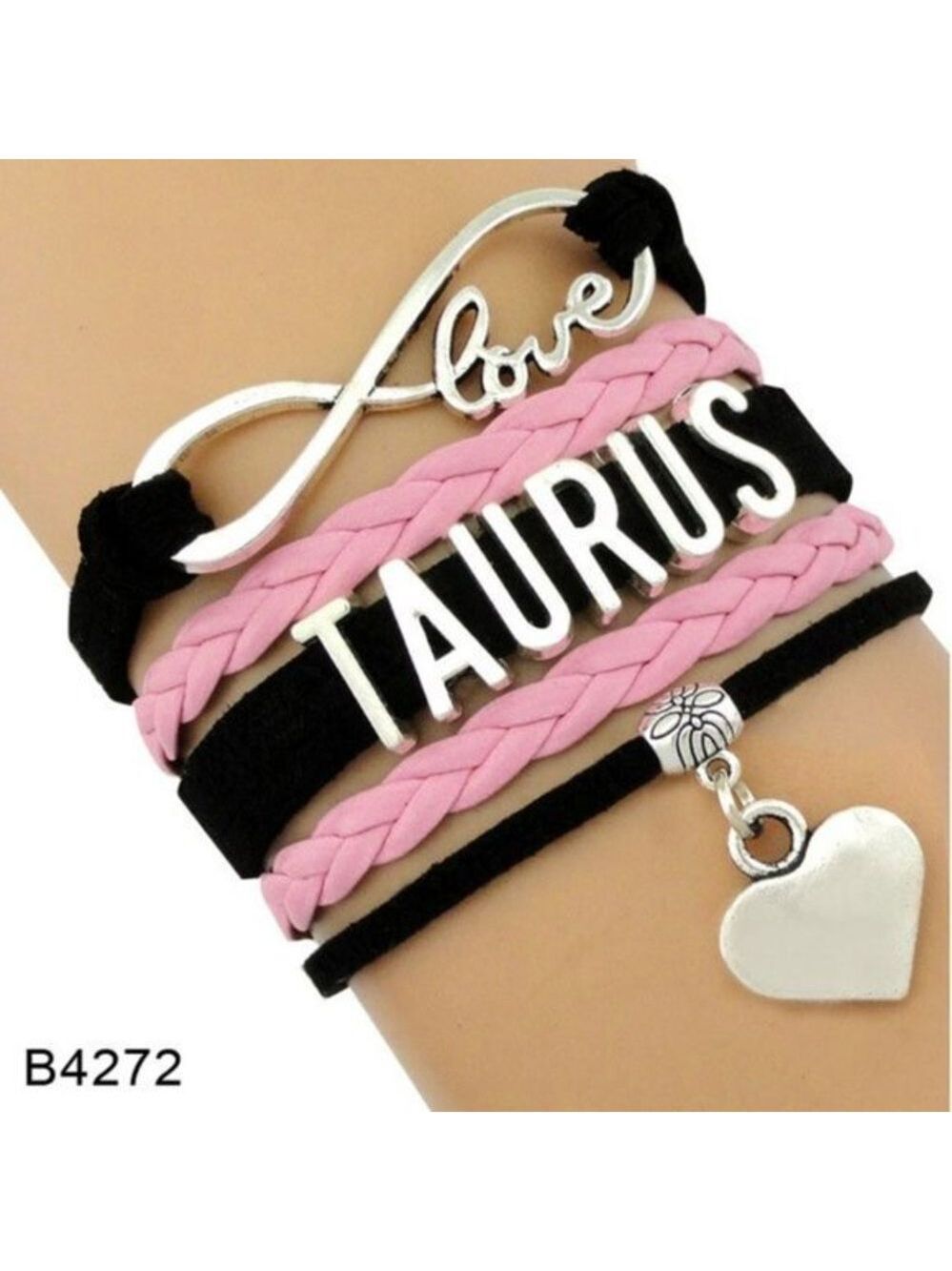 New Black Pink Taurus Love Wrap Bracelet